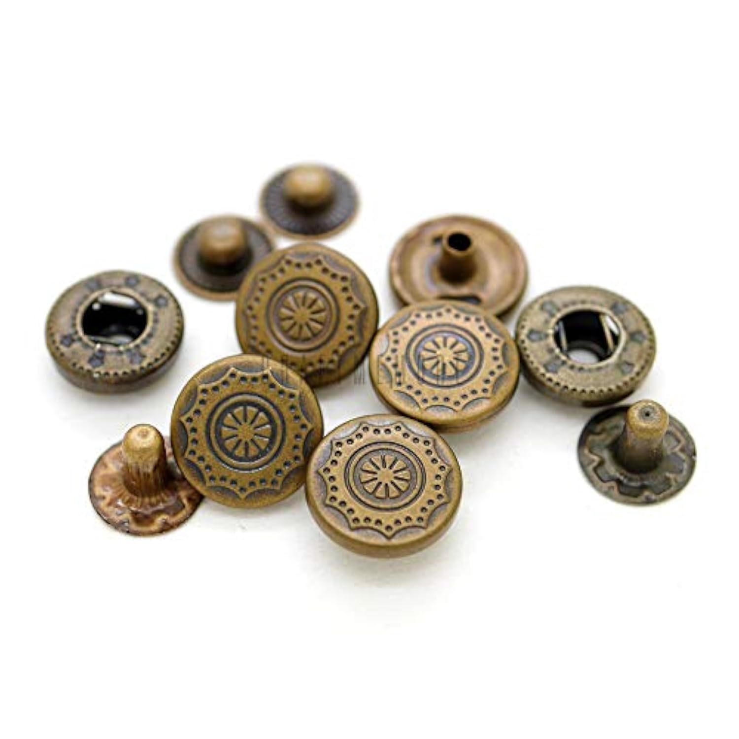 Antique Brass Bohemian Snap Fasteners S-Spring Popper Stud Closure Flo