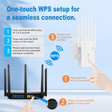 Wifi Extender Signal Booster With 6 Antennas, 2 Lan Ports, 3 Modes (Repeater/Router/Ap), Covers 9800 Sq.Ft, 300Mbps 2.4Ghz, Supports 60 Devices, Easy 1-Min Setup For Home/Office