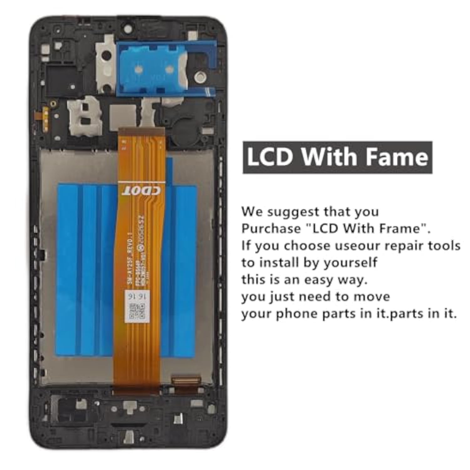Samsung Galaxy A12 6.5in Screen Replacement Kit with Frame and Tools