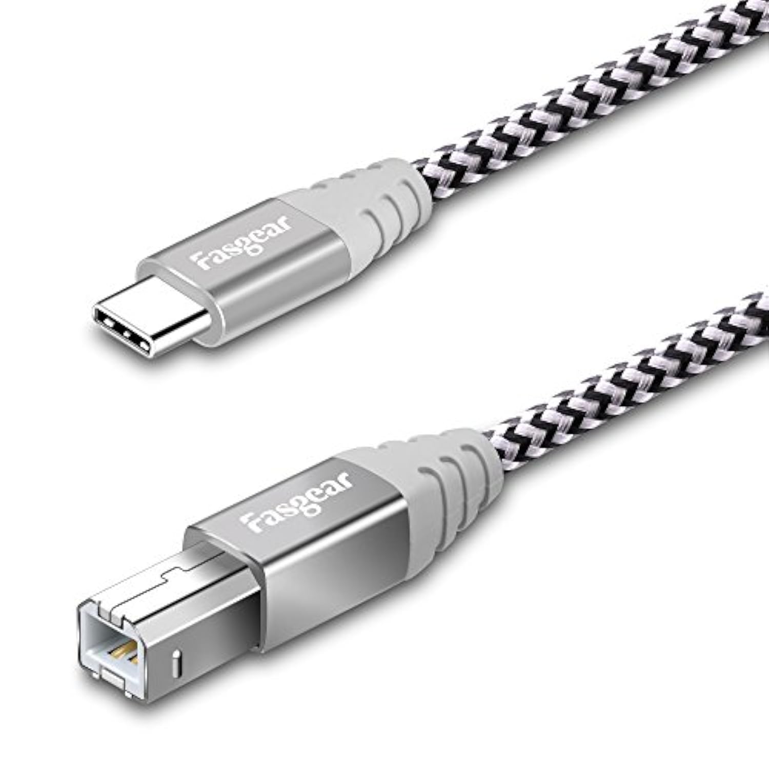 6Ft Usb C To Usb B Cable Nylon Braided Printer Scanner Cord With Metal Connector Compatible With Macbook Pro, Aio, Brother, Hp, Canon, Samsung Printers, And More (1.8M, Gray)