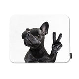 French Bulldog Square Mousepads Desktop Notebook Mouse Mat Fashion Puppy Bulldog Victory Fingers Mouse Pads For Working And Gaming Office Accessories Desk 9.5X7.9 Inch