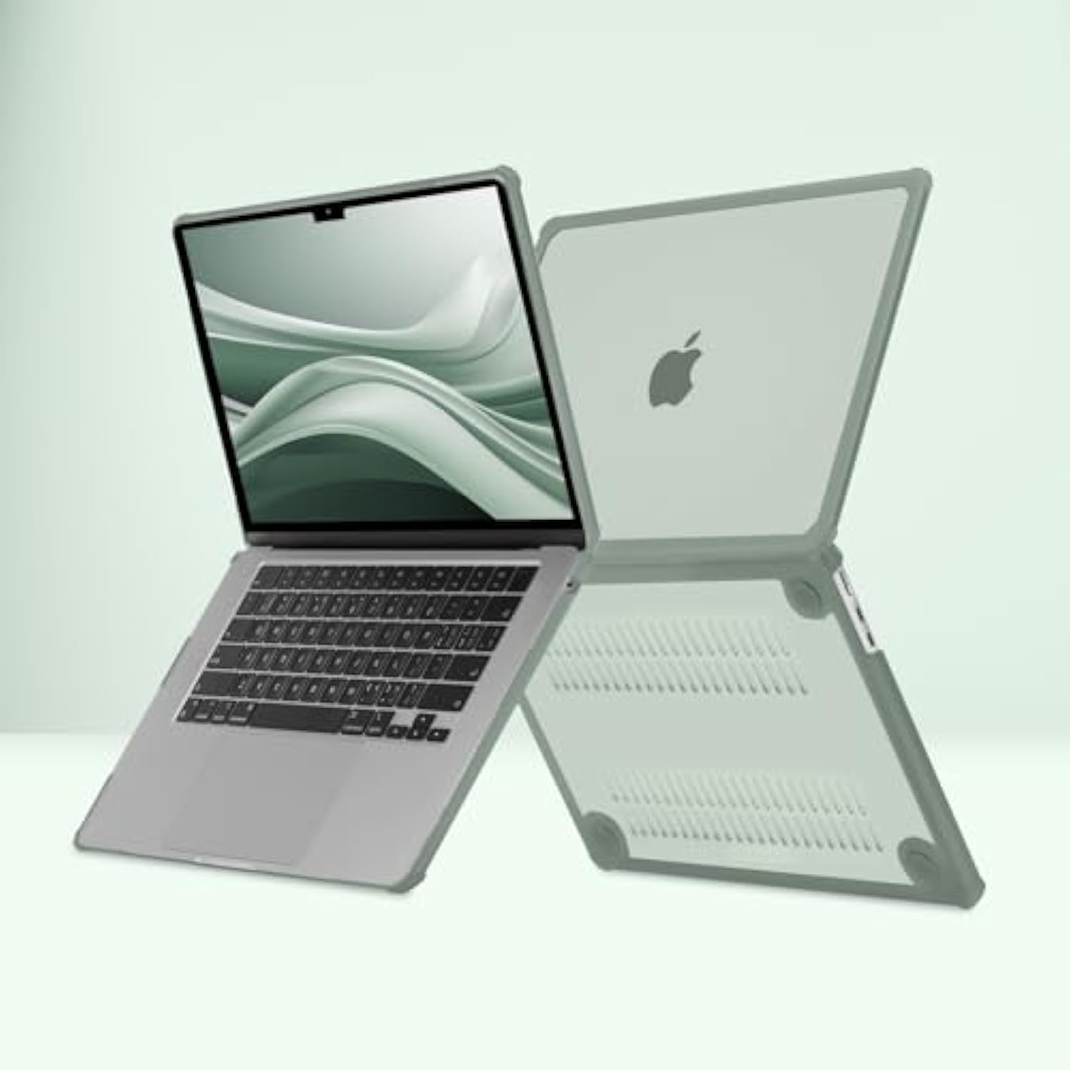 MOSISO Compatible with MacBook Air 15 inch Case 2025 2024 2023 Release M4 A3241 M3 A3114 M2 A2941, Anti-Cracking&Anti-Fingerprint Heavy Duty Hard Shell with TPU Bumper&Keyboard Cover, Emerald Green