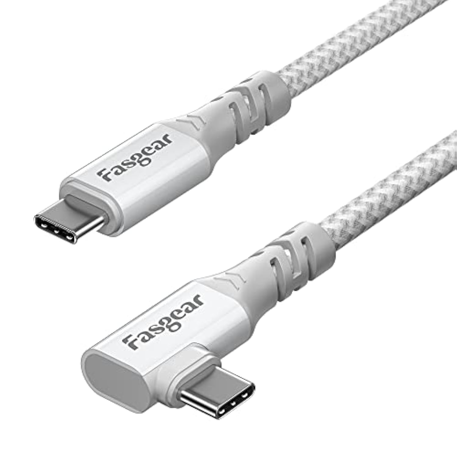 Usb-C 3.2 Gen 2X2 Cable - 10Ft, 20Gbps/100W Fast Charge, 4K 60Hz Video, Right Angle, Compatible With Macbook Pro, Ipad, Galaxy S22, Usb-C Monitors (Grey)