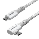 Usb-C 3.2 Gen 2X2 Cable - 10Ft, 20Gbps/100W Fast Charge, 4K 60Hz Video, Right Angle, Compatible With Macbook Pro, Ipad, Galaxy S22, Usb-C Monitors (Grey)