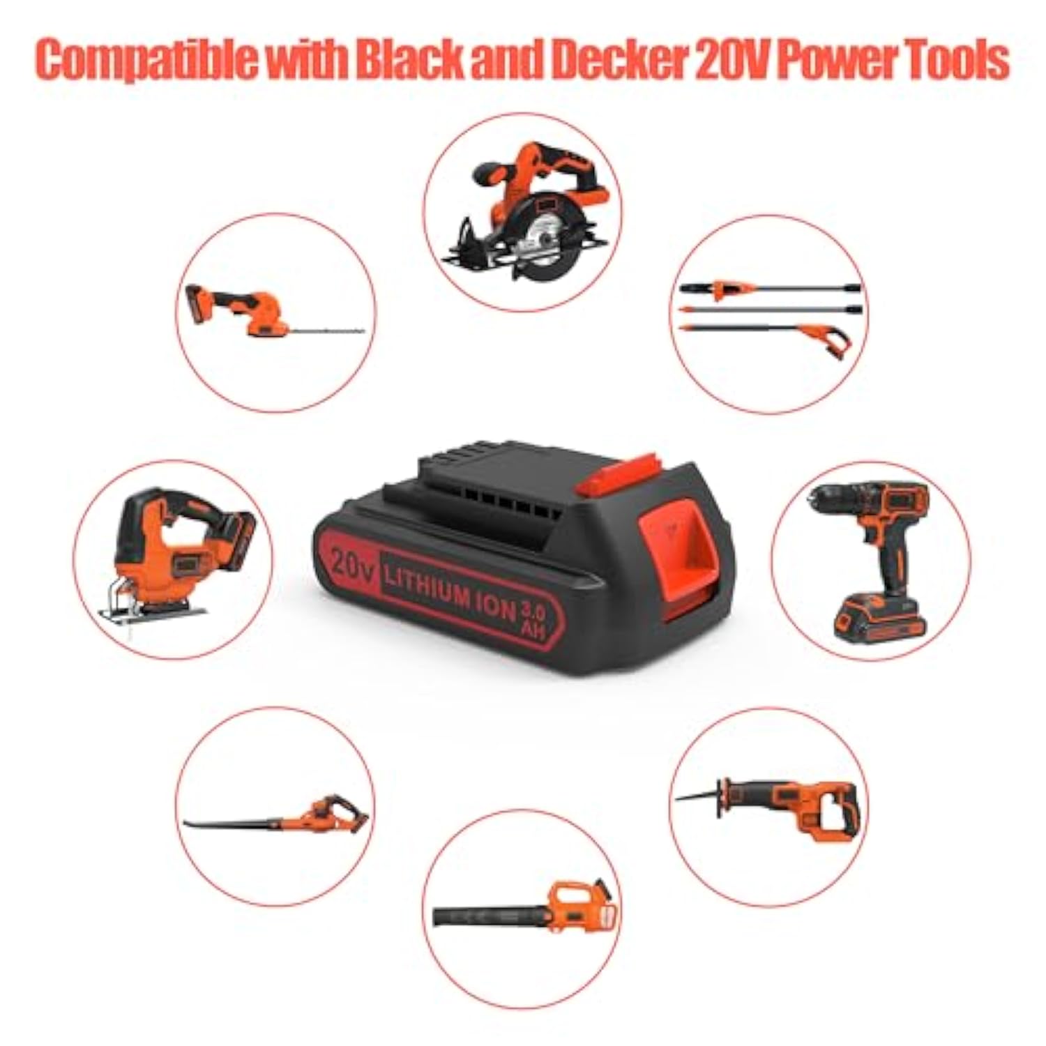 Extended Capacity 3.0Ah 20V Battery Replacement For Black And Decker 20 Volt Max Battery Lbxr20 2 Packs, Compatible With All Black And Decker 20V Cordless Power Tools And Charger