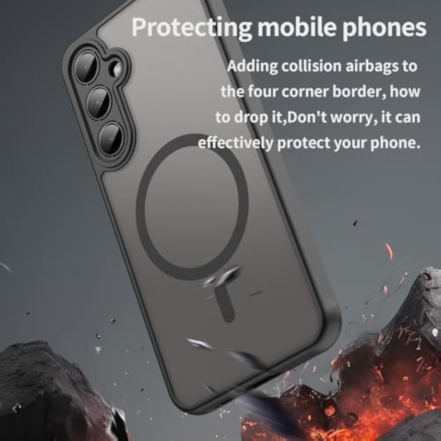 For Samsung Galaxy A54 5G Case[Full Camera Protection][Compatible With Magsafe] Shockproof Military-Grade Protection Skin-Friendly Touch Translucent Matte Back Protective Phone Cover, Black