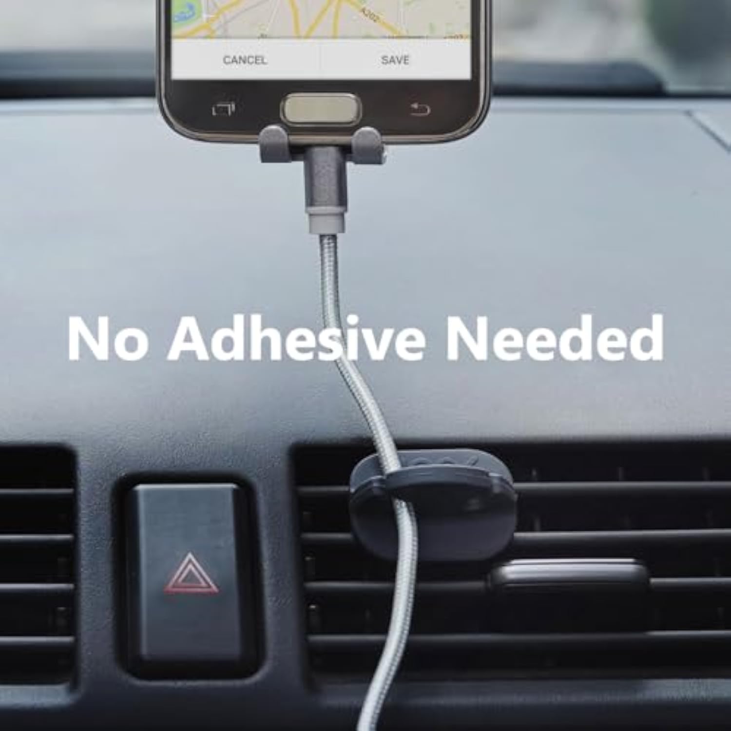 Dashman, 2-Pack Car Cable Management, Air Conditioning Holder For Cable, No Adhesive Needed, Car Vent Mount Phone Holder Organizer, Flexible Rubber Fins Organizer, Fits Most Car Vents