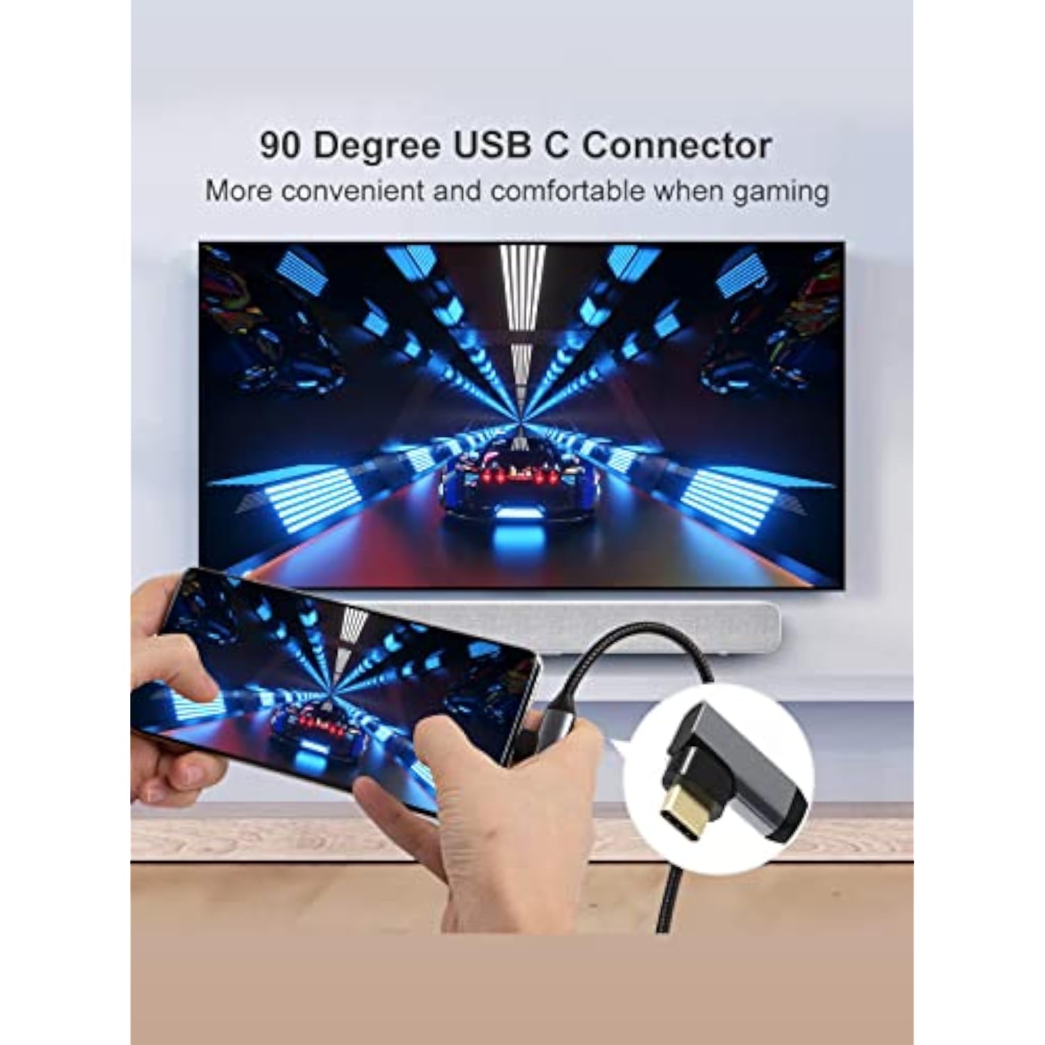 Angle USB C to HDMI Cable 4K@60Hz, CableCreation 6ft Right Angle Type-C to HDM