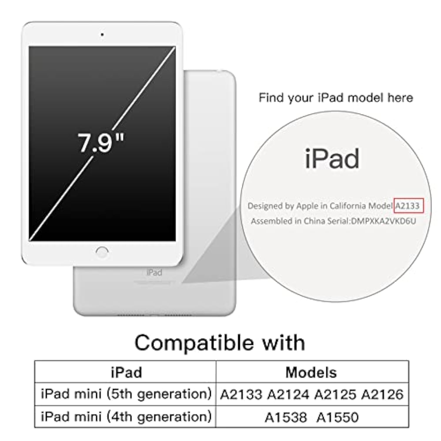 JETech Case for iPad Mini 5/4 (7.9-Inch 2019/2015 Model) with Pencil Holder, C