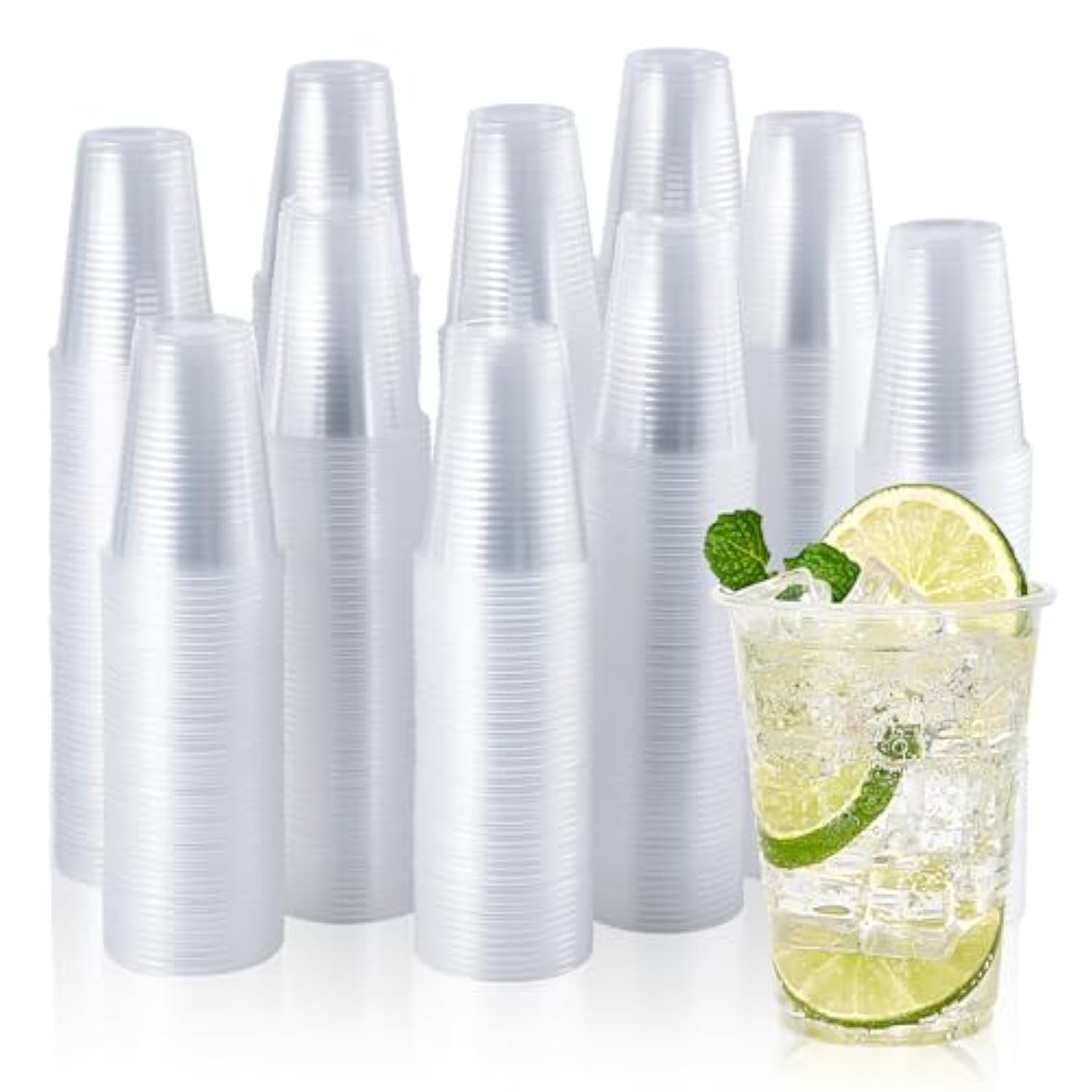 Vplus 2000 Pack 9 OZ Clear Plastic Cups, 9 Ounce Disposable Cold Water Party Drinking Cups for Wedding Thanksgiving Christmas Party