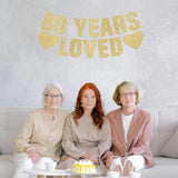 Pre-Strung Gold Glitter 80th Birthday Banner for Men and Women Party Decor