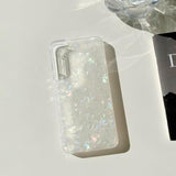 Galaxy S21 Case 5G 6.2Inch, Luxury Sparkle Glitter Translucent Clear Opal Pearly Thinfoil Design Shiny Graphic Print Soft Silicone Cover For Women Girls Slim Tpu Protective Phone Case Colorful
