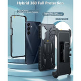 For Samsung Galaxy A16-5G Case: Military Grade Rugged Cell Phone Cover With Kickstand & Holster | Shockproof Tpu Protection Bumper Matte Textured Design For Galaxy A16 Cases 6.7 Inch - Black