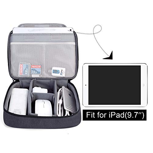 Electronic Organizer, Double Layer Travel Gear Bag For Cables, Plugs, Flash Hard Drive, Power Bank And More-A Sleeve Pouch For Ipad (Large, Black)