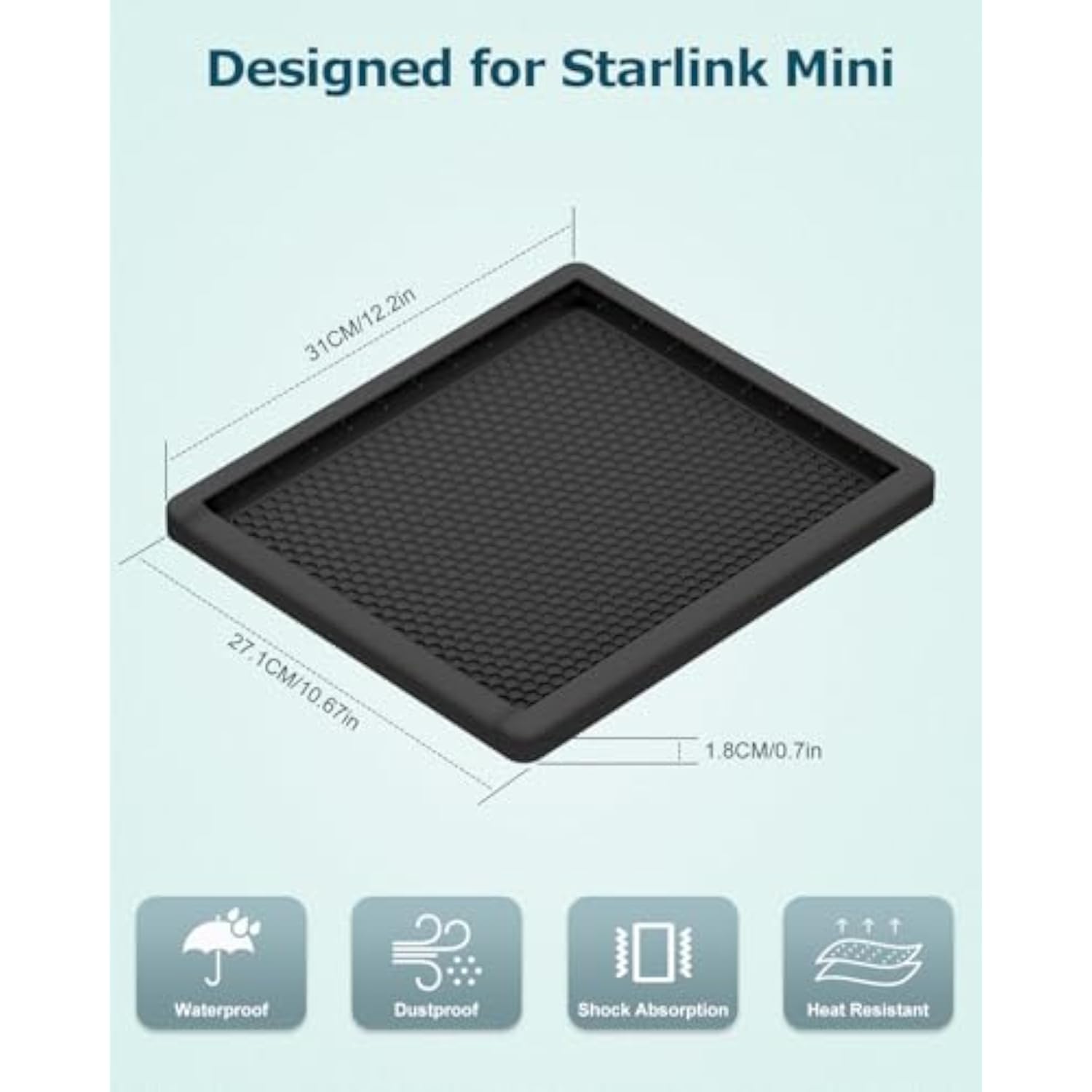 Starlink Mini Silicone Protective Cover Case for Starlink Mini Dish Black