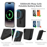 Foldable Wireless Charging Station: 3-In-1 Mag-Safe Charger Stand With 5000Mah Portable Power Bank For Iphone 16/15/14/13/12 - Removable Battery Pack For Apple Watch (Black)