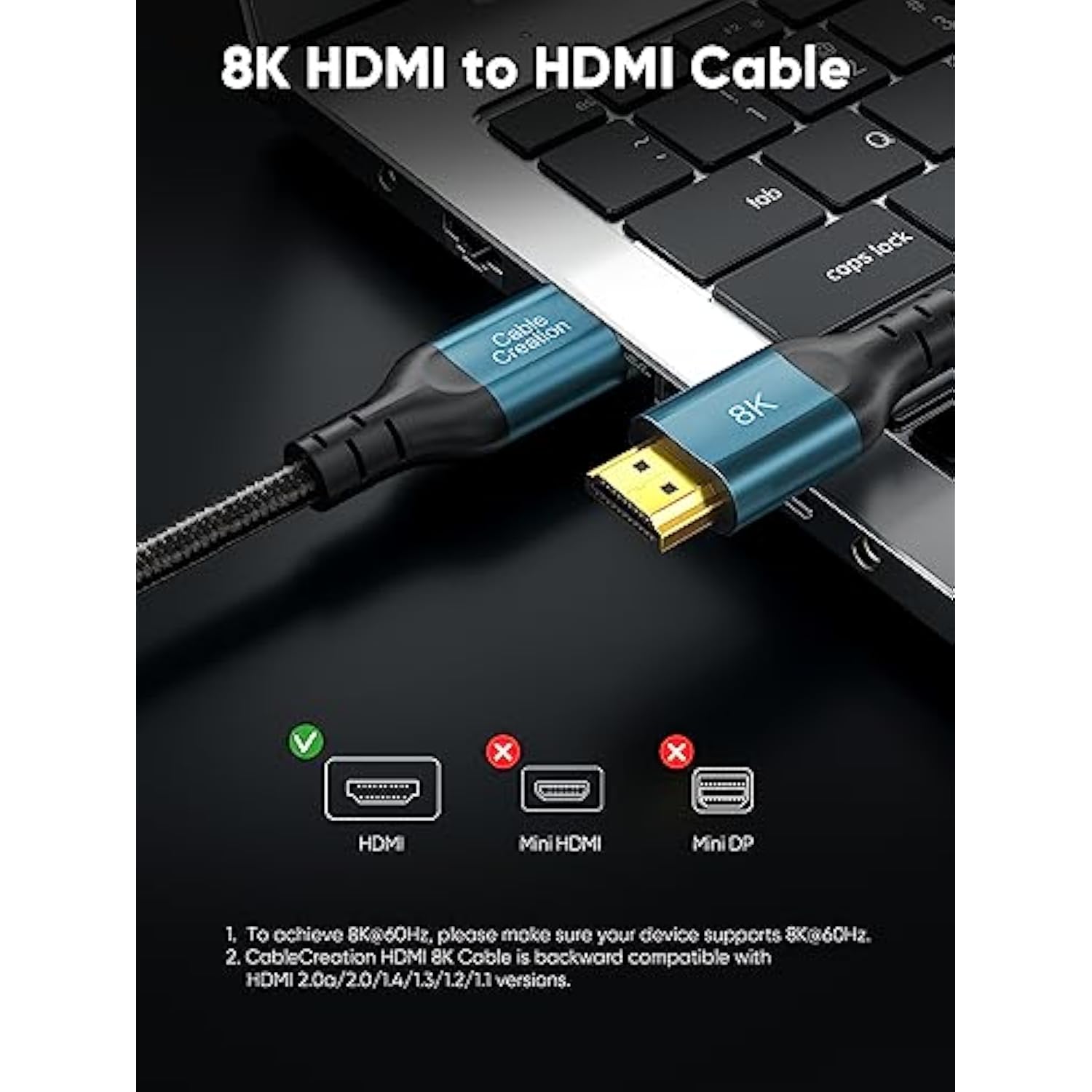 CableCreation HDMI Cable 8K, HDMI for PS4 (48Gbps, 8K@60Hz) - 6.6 Feet, Xbox S