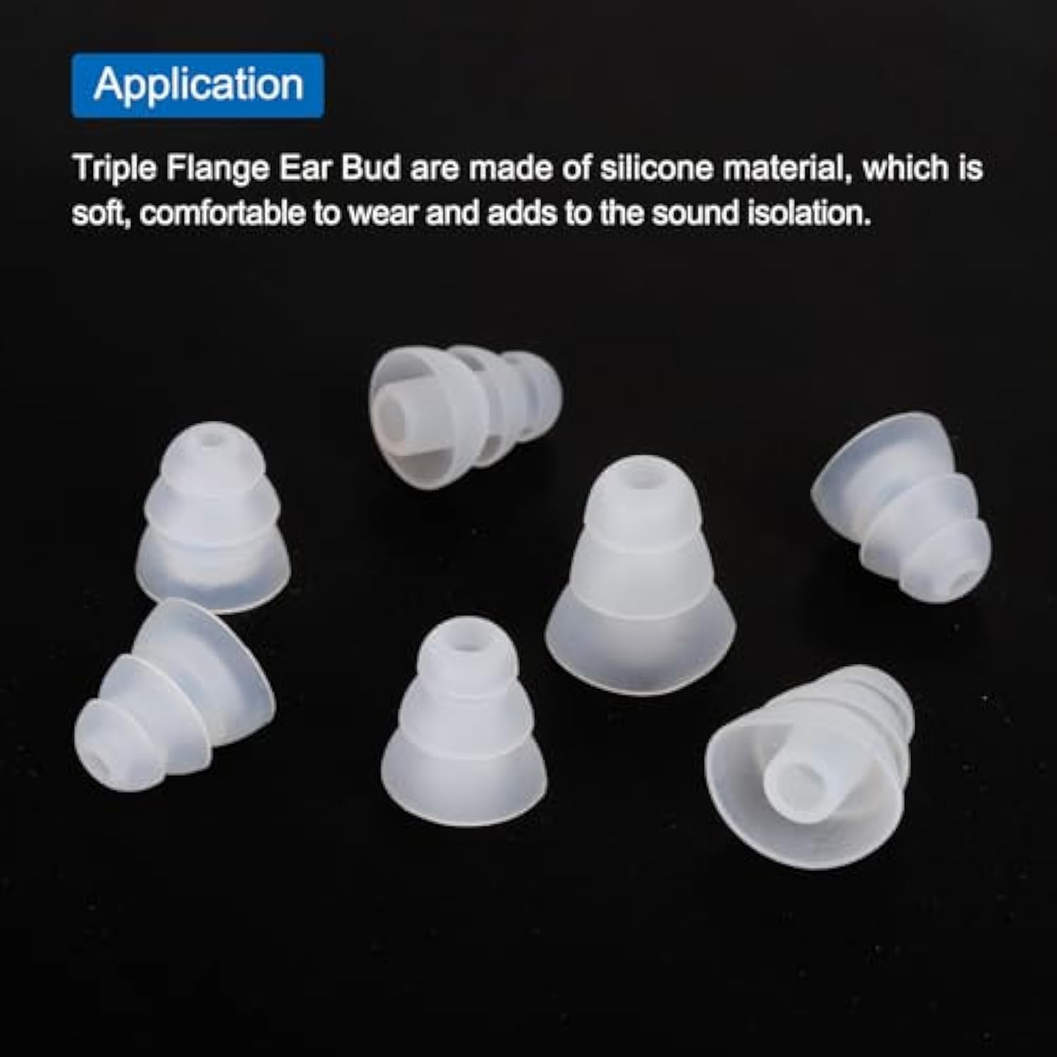 Silicone Triple Flange Ear Bud Tips Low Noise For Inside Diameter 4Mm-5Mm Earbuds In-Ear Earphones(Inner Hole 4Mm) S/M/L,9 Pairs, Clear