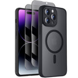 Designed For Iphone 14 Pro Max Case, Compatible With Magsafe, With Privacy Screen Protectors X2, [Camera Protection] [15Ft Military Drop Protection] Shockproof Phone Case, 6.7", Black