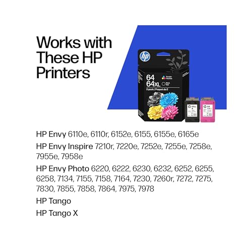 64Xl/64 Black High Yield And Tri-Color Standard Yield Ink Cartridges, 2/Pack