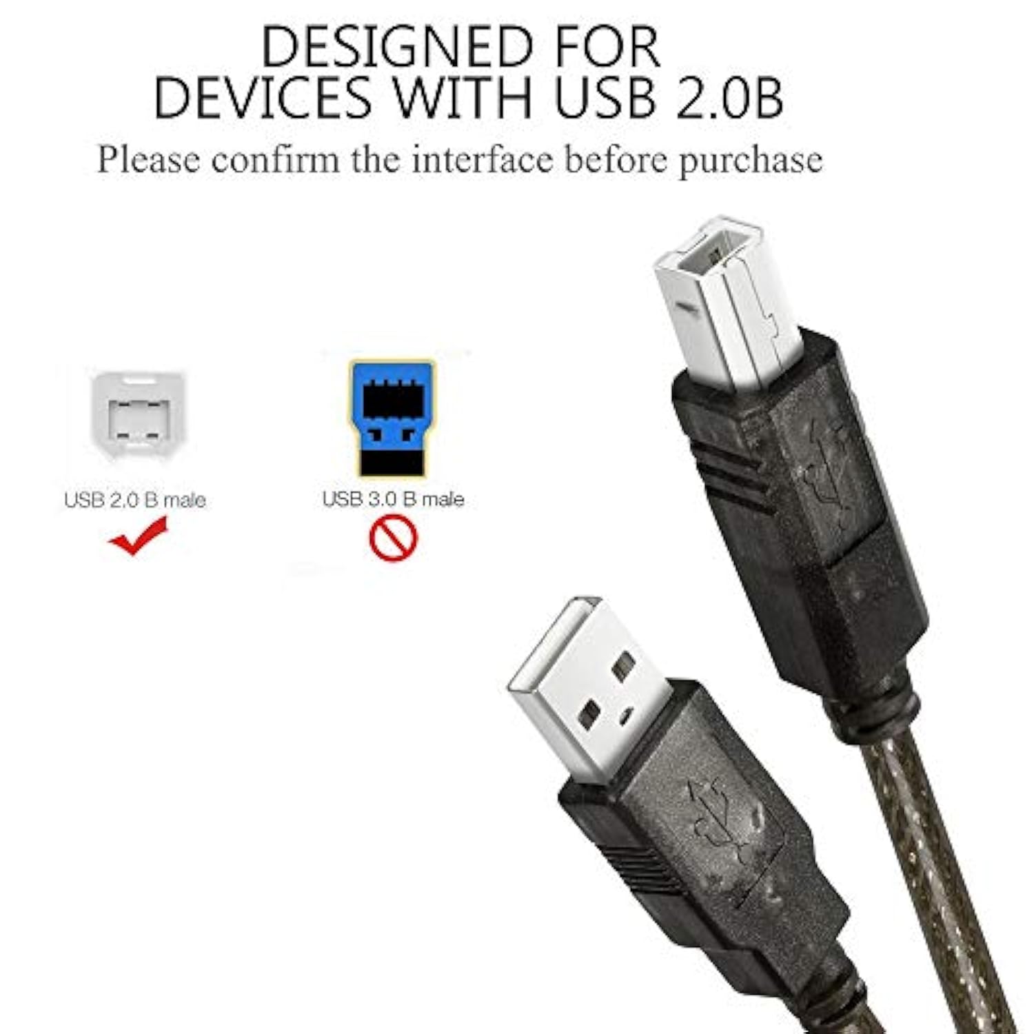Long Printer Usb Cable Usb Printer Cable 30 Feet Usb 2.0 Type A Male To B Male