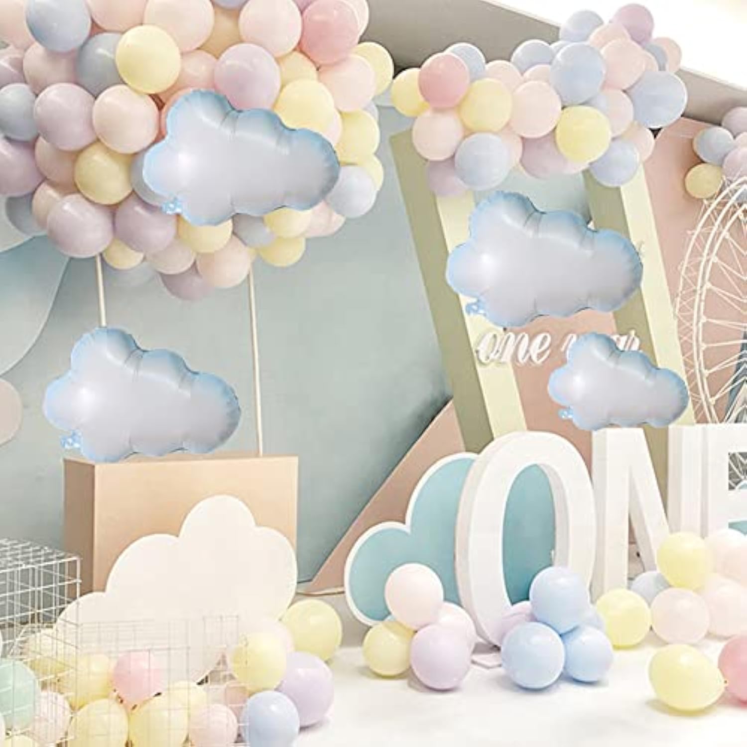 12pcs White Cloud Foil Balloons for Baby Shower Birthday Wedding Themed Party Decorations
