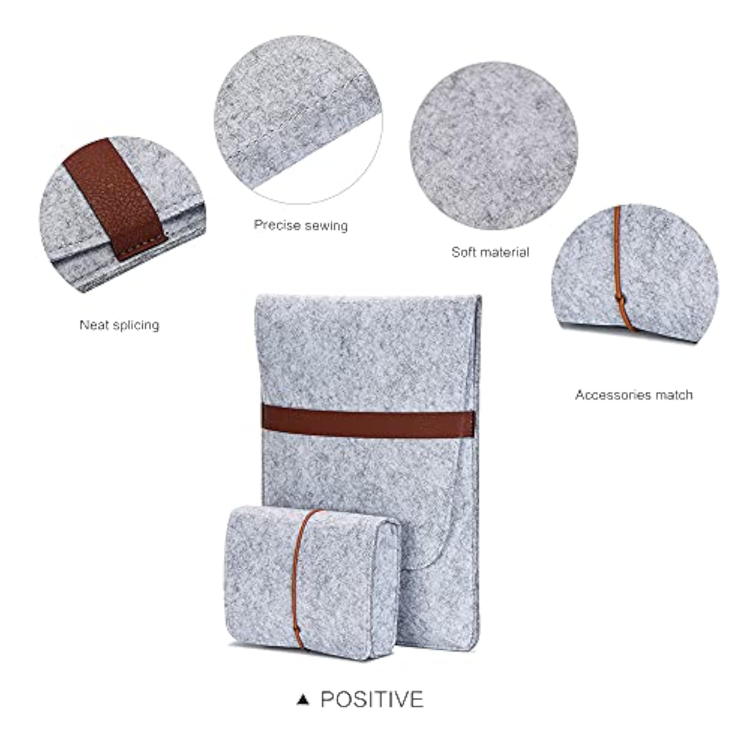 Vertical 15 Inch Macbook Pro Sleeve Protective Laptop Case For 16 Inch Macbook Pro 2019, 15 Inch Macbook Pro 2015-2019, Dell Xps 15 With Small Felt Accessory Bag(Light Gray)