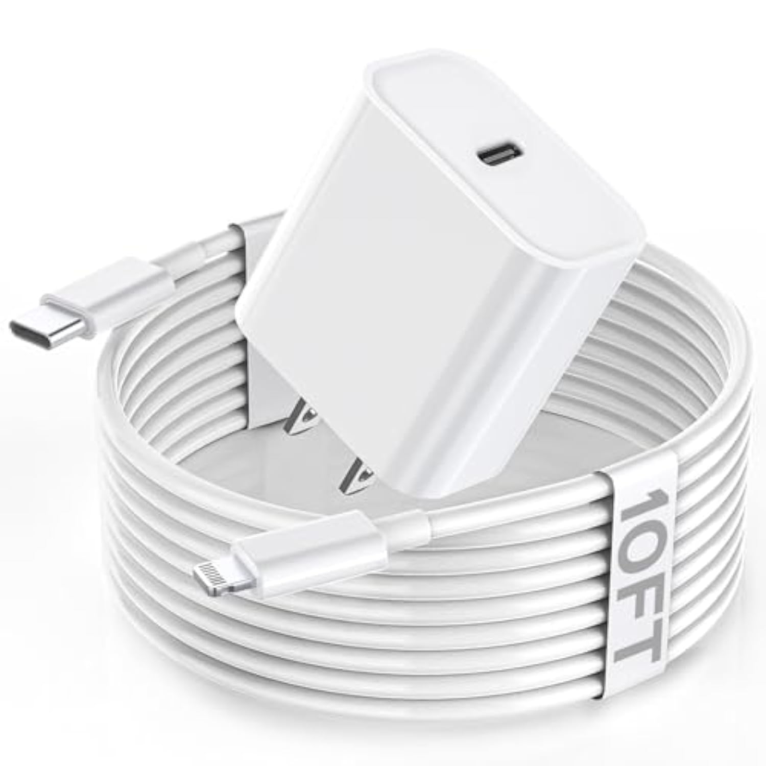 Apple Fast Charger, 10Ft Extra Long Fast Iphone Charger Travel Plug Adapter Super Quick Apple Charging Usb C Wall Charge Block With 10Foot Lightning Cable Cord For Iphone 14/13/12/11/X/Xr/Se2022/Ipad