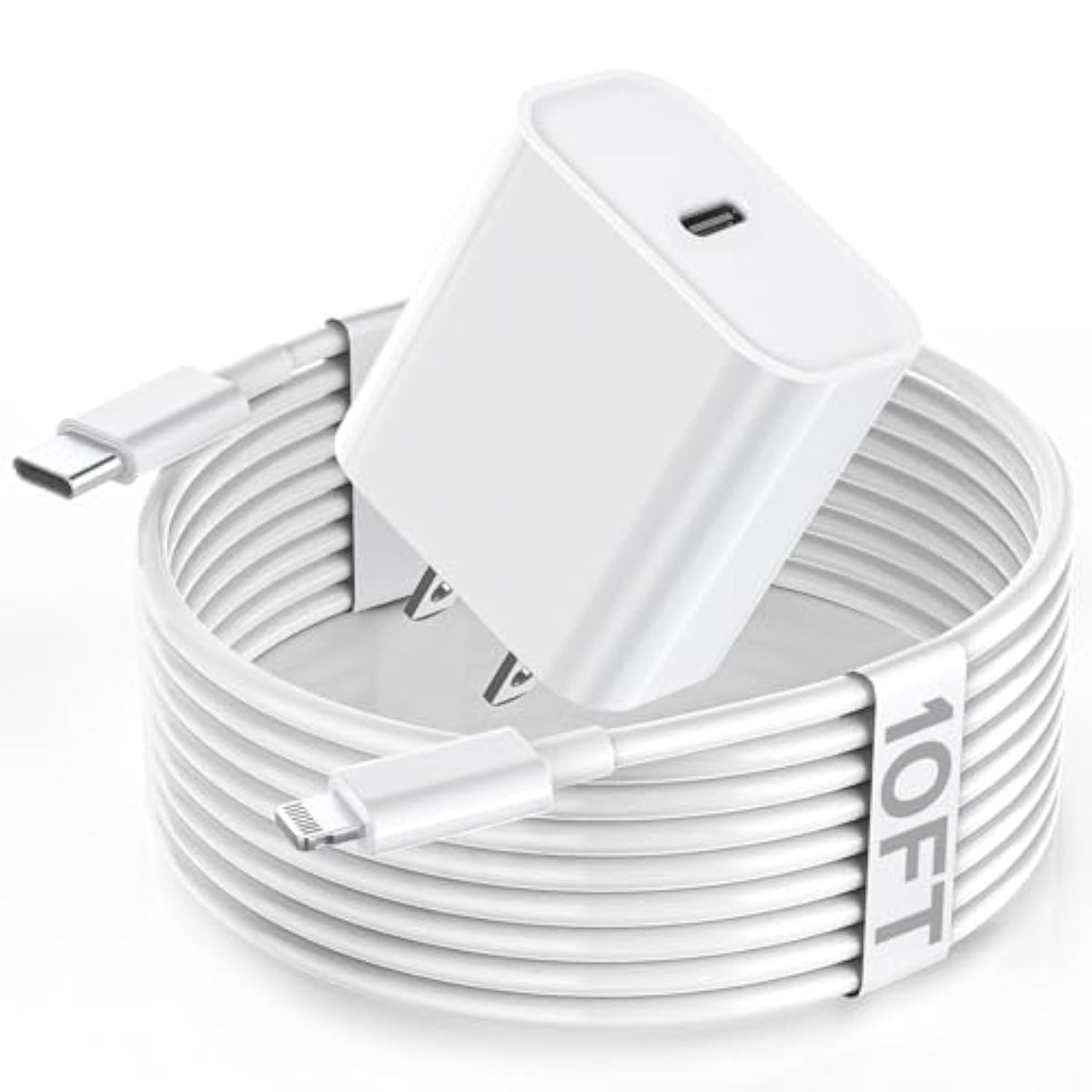 Apple Fast Charger, 10Ft Extra Long Fast Iphone Charger Travel Plug Adapter Super Quick Apple Charging Usb C Wall Charge Block With 10Foot Lightning Cable Cord For Iphone 14/13/12/11/X/Xr/Se2022/Ipad