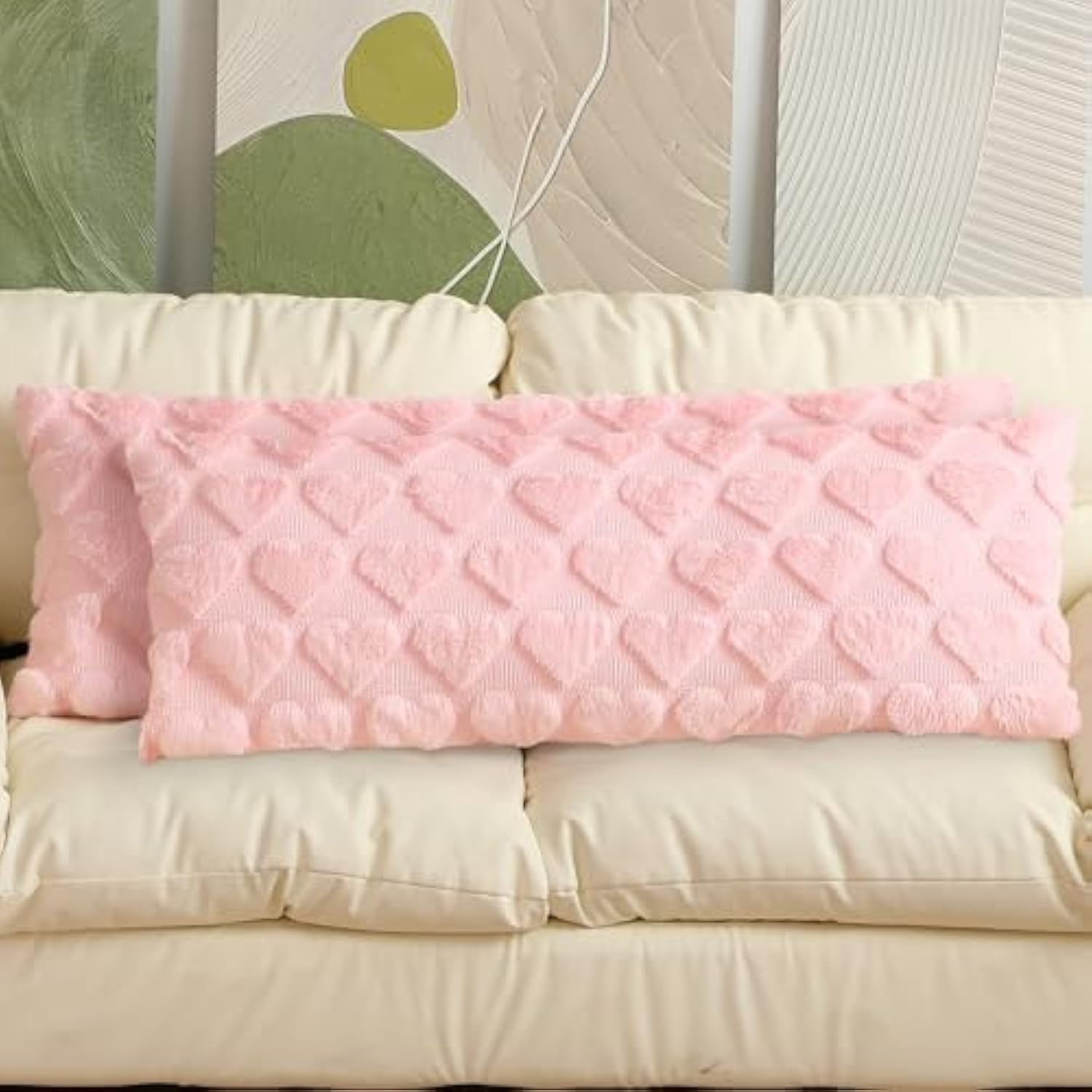 1 Pcs 14 X 36 Inch Mothers Day Long Pillows Covers, Gift For Mom Heart Love Throw Pillow Covers Decorative For Couch Sofa Home Bedroom Farmhouse (Pink)