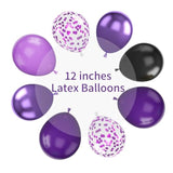 Purple Black Balloons 12 Inch Metallic Dark Purple with Confetti Latex Party Decorations