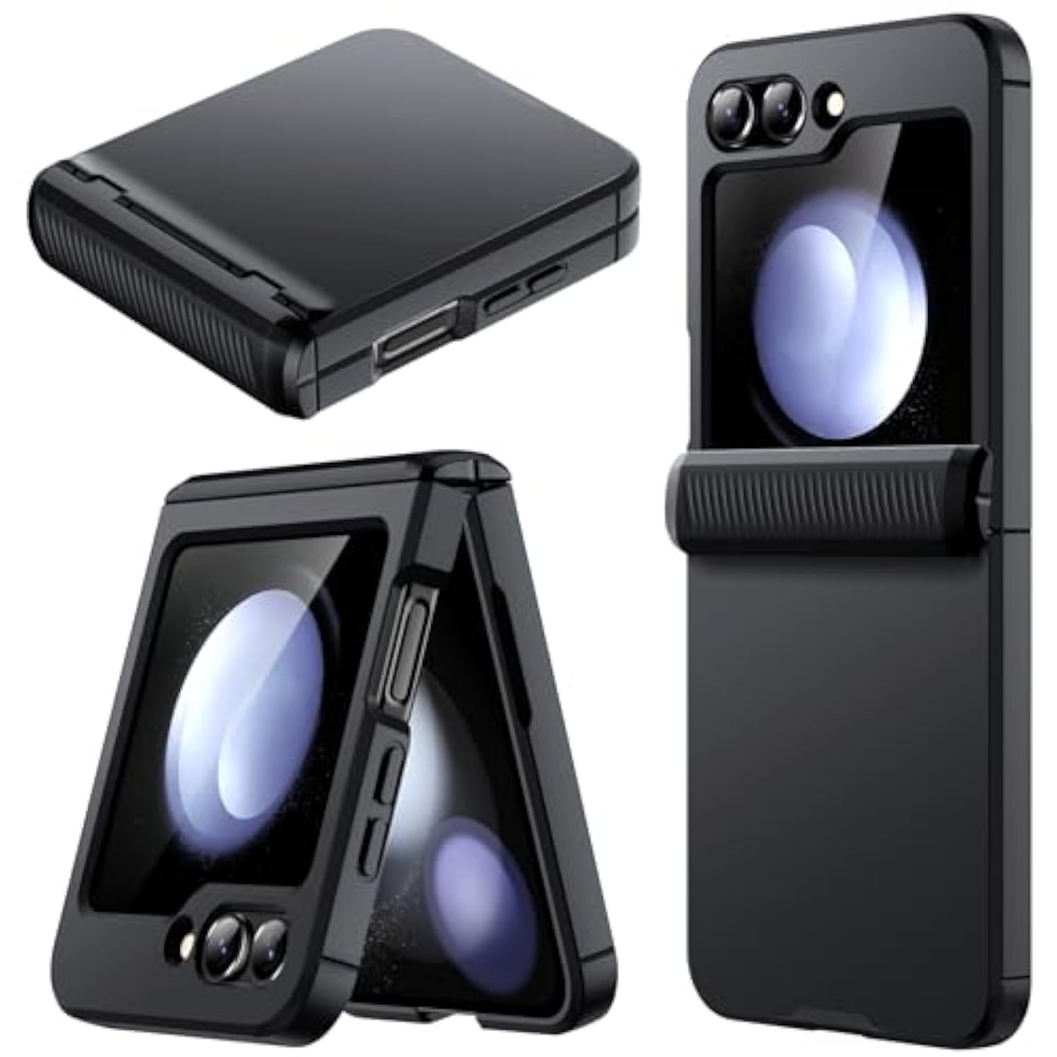 JETech Case for Samsung Galaxy Z Flip 5 2023 with Hinge Protection, Heavy Duty Rugged Protective Hard PC Phone Cover, Anti-Fingerprint Matte Finish (Black)