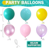60pcs Pastel Rainbow Balloons in Pink, Purple, Teal, Yellow for Birthday & Baby Shower Decor