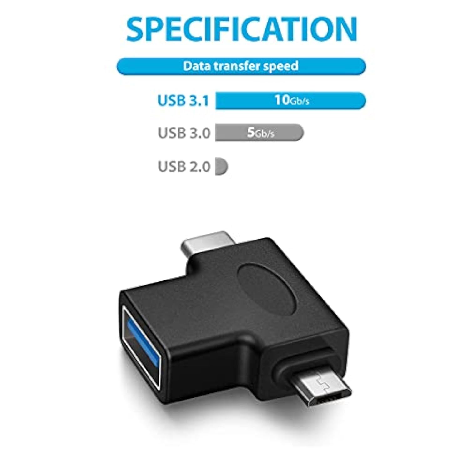 2 In 1 Otg Converter Usb 3.0 To Micro Usb And Type C Adapter Female To Male And Male Connector (2 Pack)