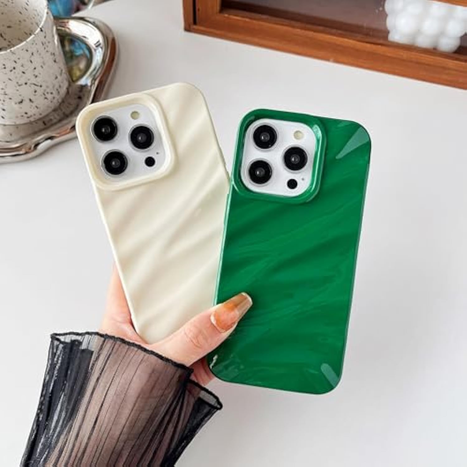 For Iphone 14 Pro Case,Water Ripple Pattern Curly Wave Shape Soft Phone Case (Wine Red)