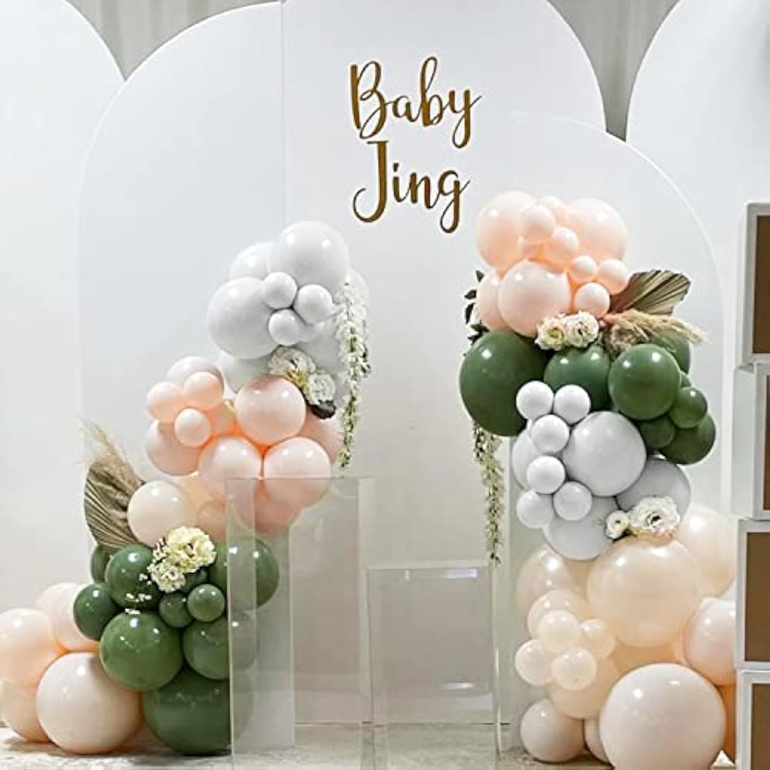 Avocado Green Peach Balloon Garland Arch Kit 143Pcs Balloon Kit For We