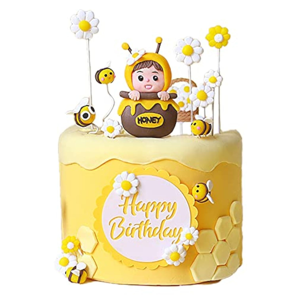 11Pcs Bumble Bee Cake Toppers Honeycomb Flower Oh Babee Cupcake Picks Gender Reveal Cake Decorations For Baby Shower Kids Boys Girls Birthday Party Supplies
