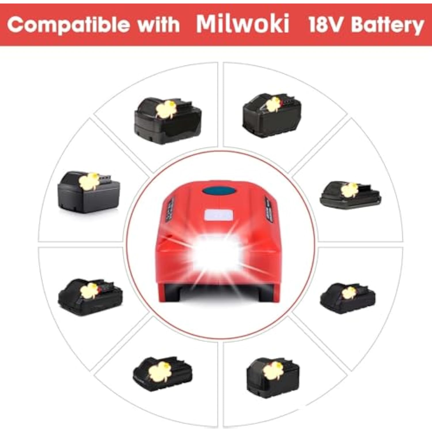 For Milwaukee 18V Battery Inverter Generator,Top Off For Milwaukee M18 Usb Charger Adapter With Led Light, Portable Power Source,For Milwaukee 150 Watt Power Inverter,18V Dc To 120V Ac