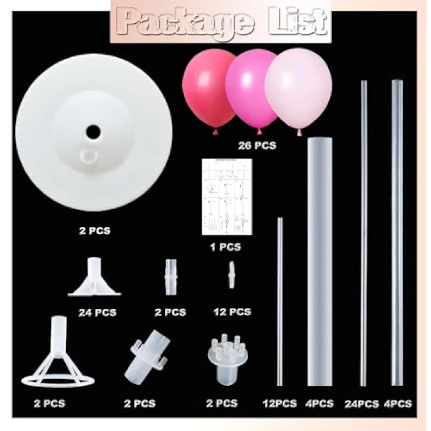 Pink Balloon Column Kit (Set of 2) – Includes Balloons, Stand & Base for Party Decor