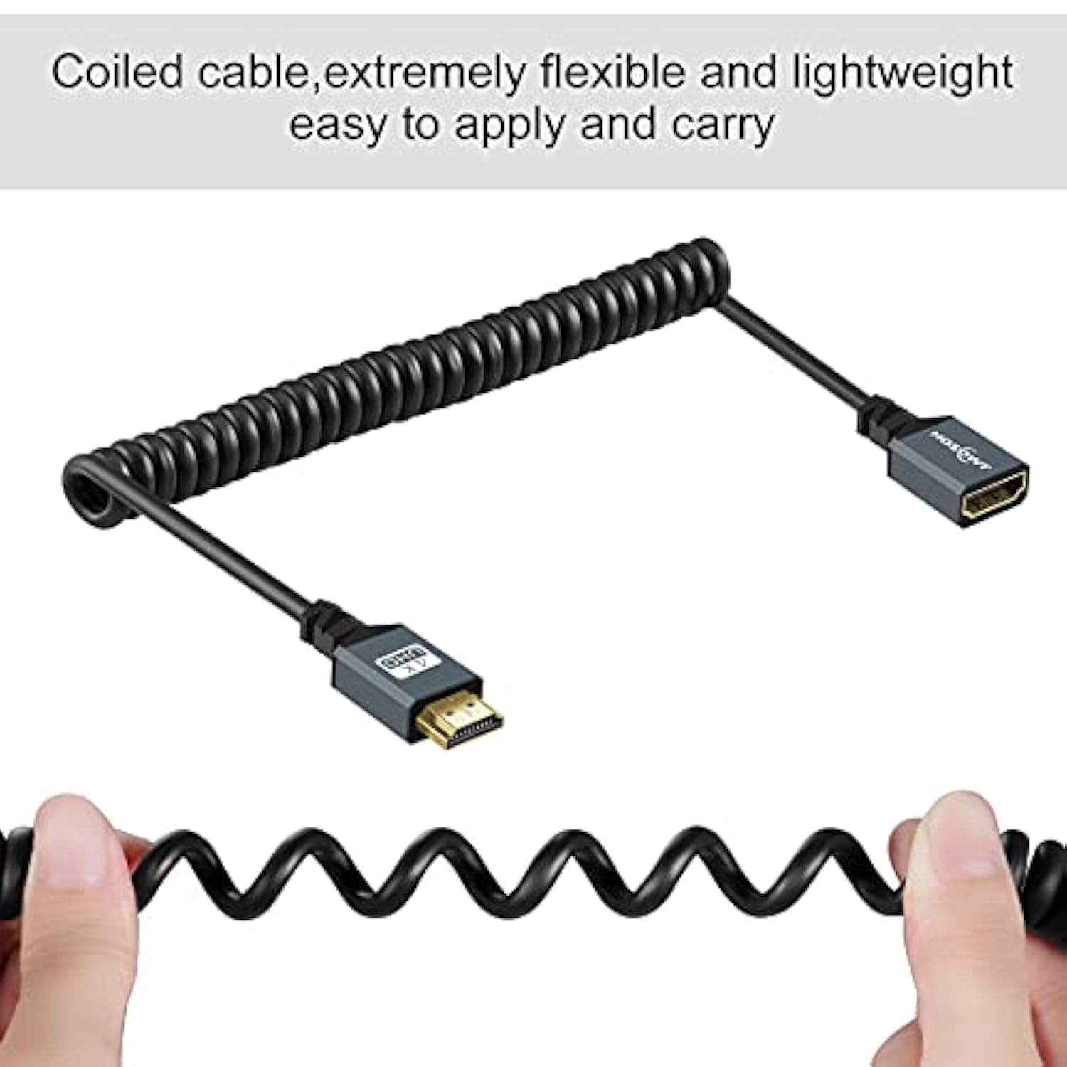 Hdmi To Hdmi Adapter Coiled Cable, 4K Coiled Hdmi Male To Hdmi Female Cable, H