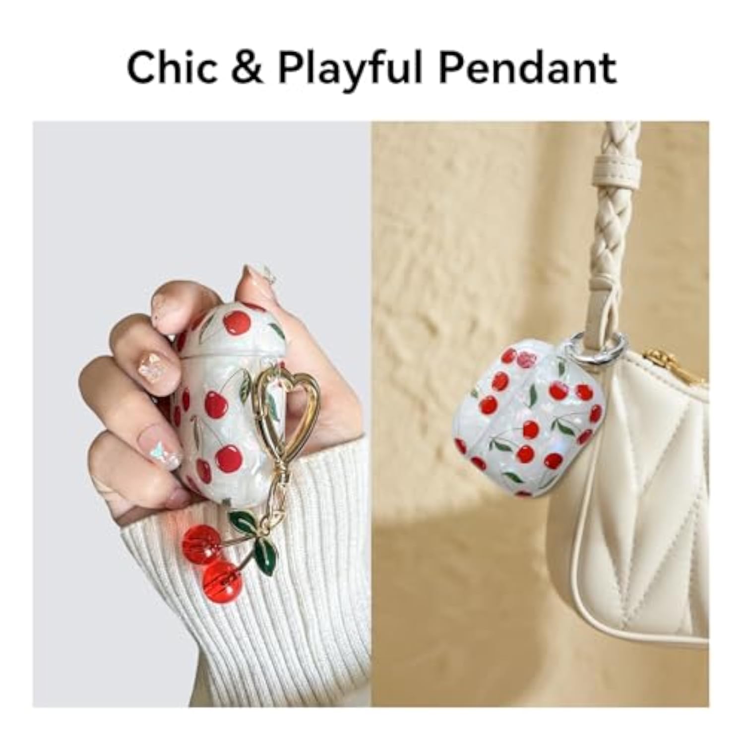 Cherry AirPods 4 Case with Keychain for Women and Girls, Cute AirPod 4 Case Cover