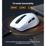 Wireless Gaming Mouse, 24000 Dpi, 1K Polling Rate, Tri-Mode 2.4Ghz/Usb-C/Bluetooth Ergonomic Mouse? Web-Driven, 120 Hours Battery Life, Rechargeable Gaming Mice For Pc/Mac/Tablet/Xbox, White