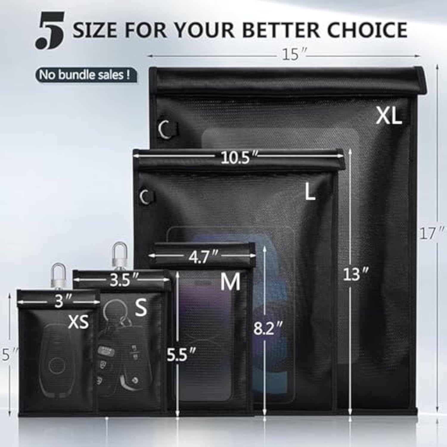 Faraday Bags For Phones And Car Key 2 Pack, Signal Blocking Pouch, Cell Phone Signal Jammer, Car Key/Wifi/Rfid/Gps Signal Blocker Black (M)