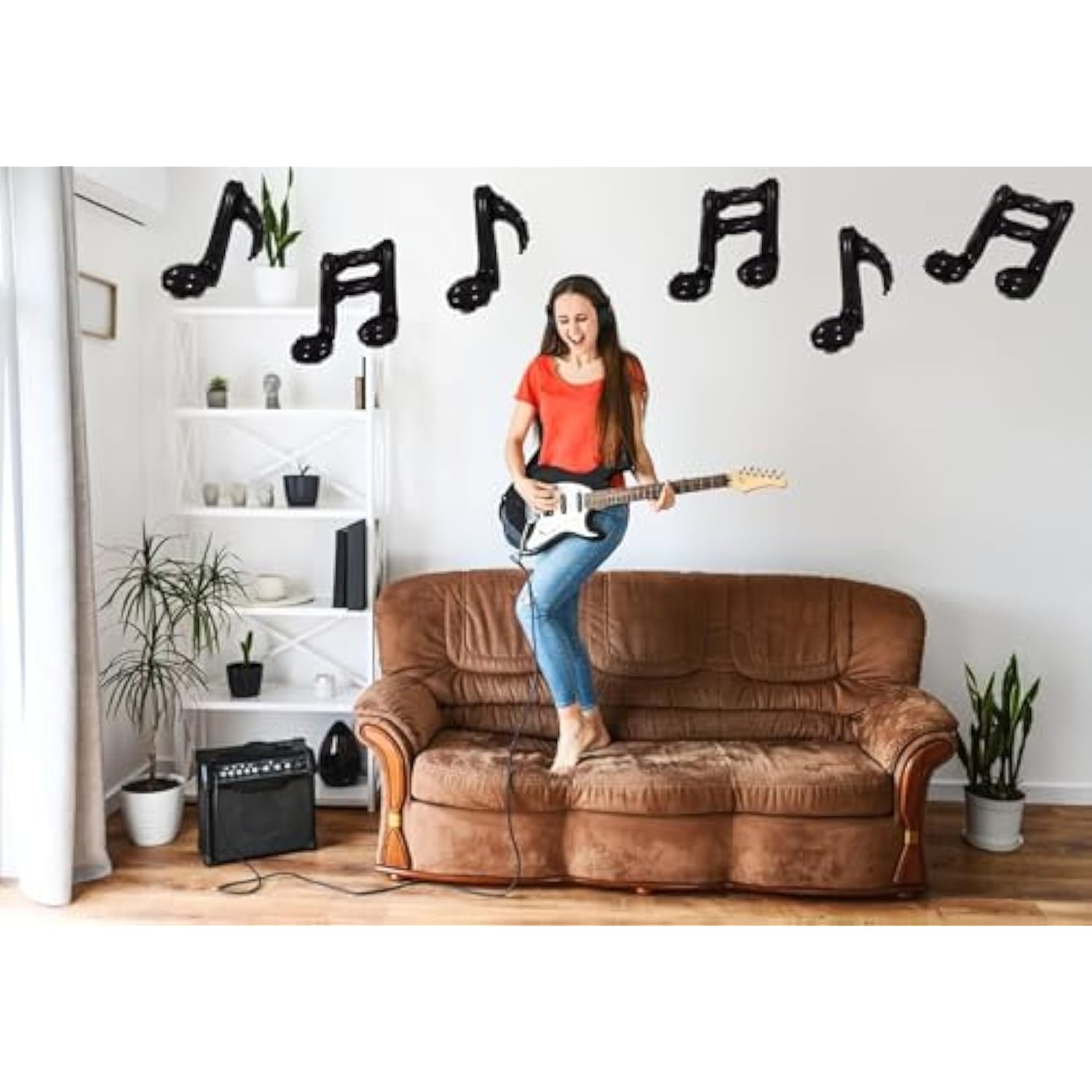 10 Pcs Black Music Note Foil Balloons Music Theme Party Decorations