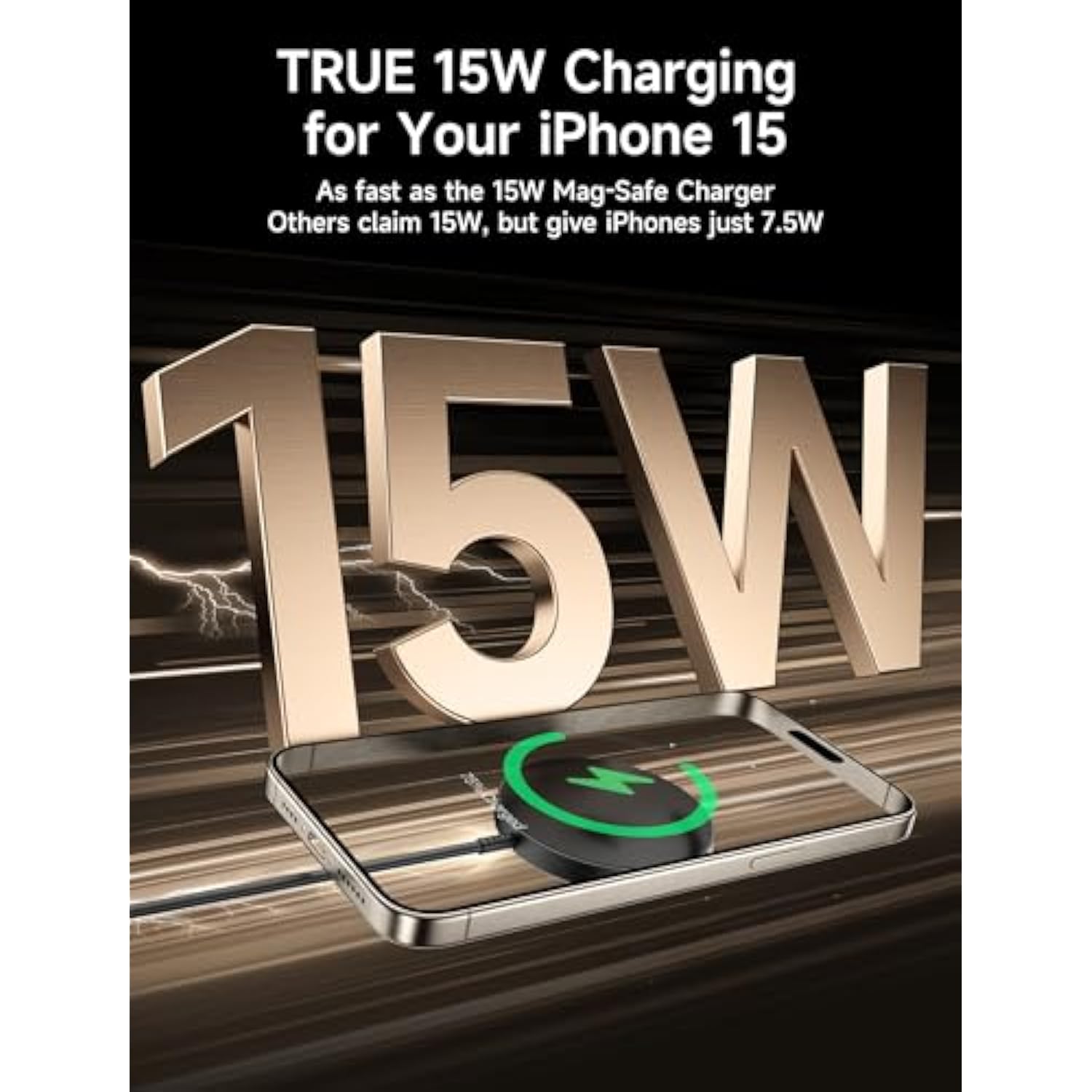 Mag-Safe Charger 2-Pack 15W, Magnetic Wireless Charger Fast Charger Pad Compatible With Magsafe Charger, Iphone 16/16 Plus/16 Pro/16 Pro Max/Iphone 15/14/13/12 Mini Mag Charger Airpods Black