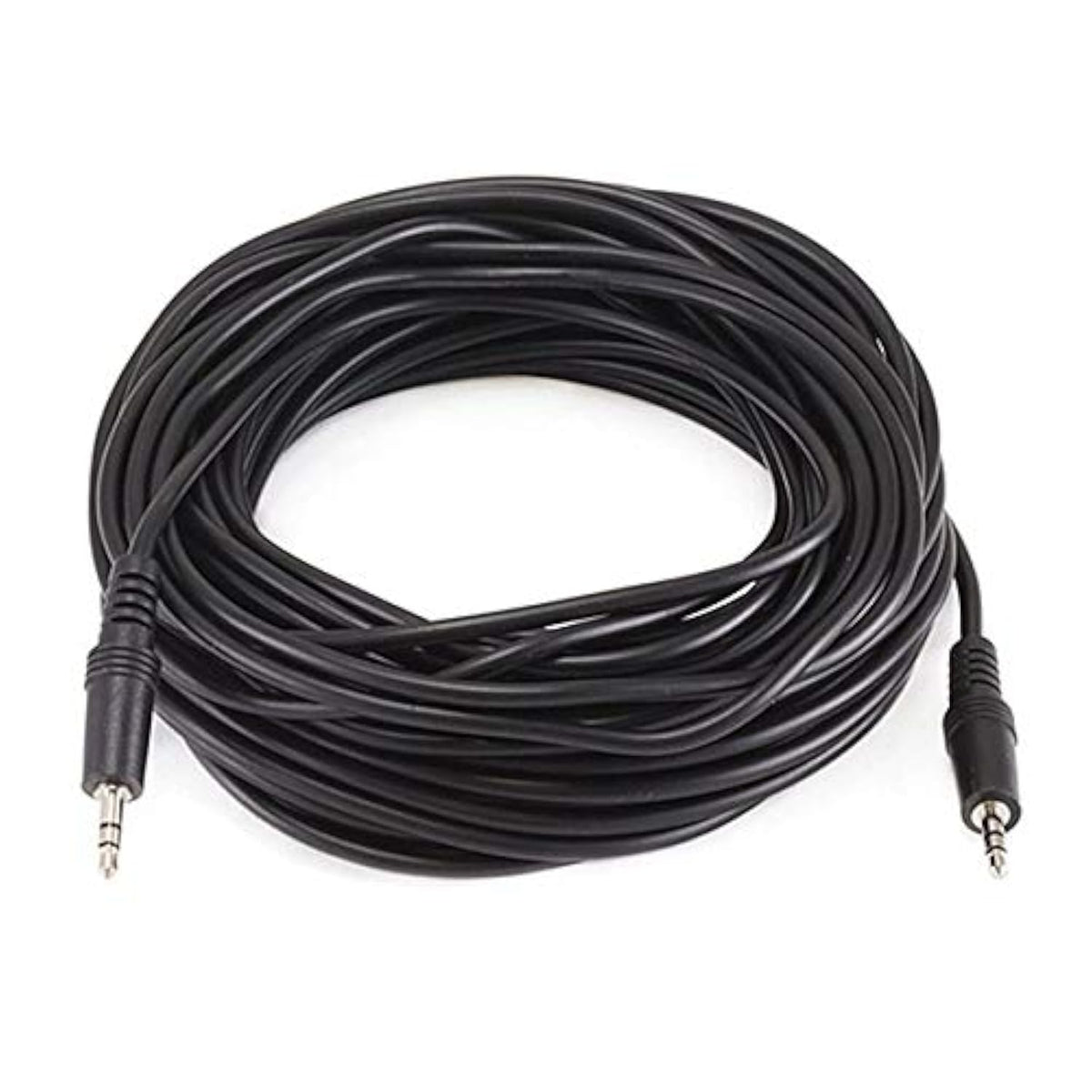Audio/Stereo Cable - 3.5Mm(1/8") Aux, Male To Male Trs Plug, Molded Strain Relief Boots, 50 Feet, Black