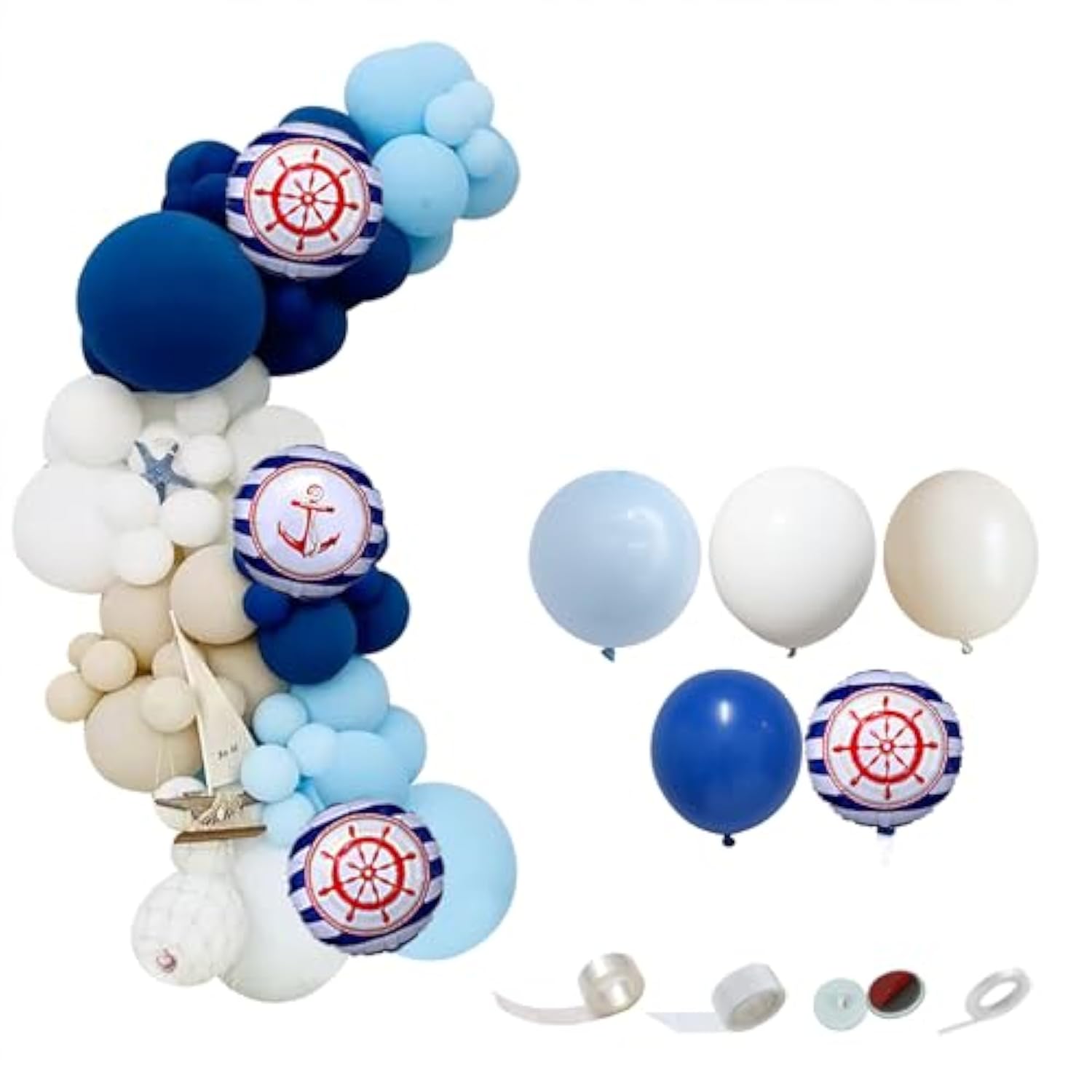 101Pcs Dark Blue Nautical Anchor Balloon Garland for Sailor Theme Party Decor