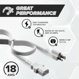 THE CIMPLE CO 10 Feet - 3 Prong AC Power Cable for Computer, Medical, Server, & Desktop - 10 ft Three Prong Power Supply Cord - C13 Power Cord - NEMA 5-15P to C13 / IEC 320-10 Foot (3 Meter), White