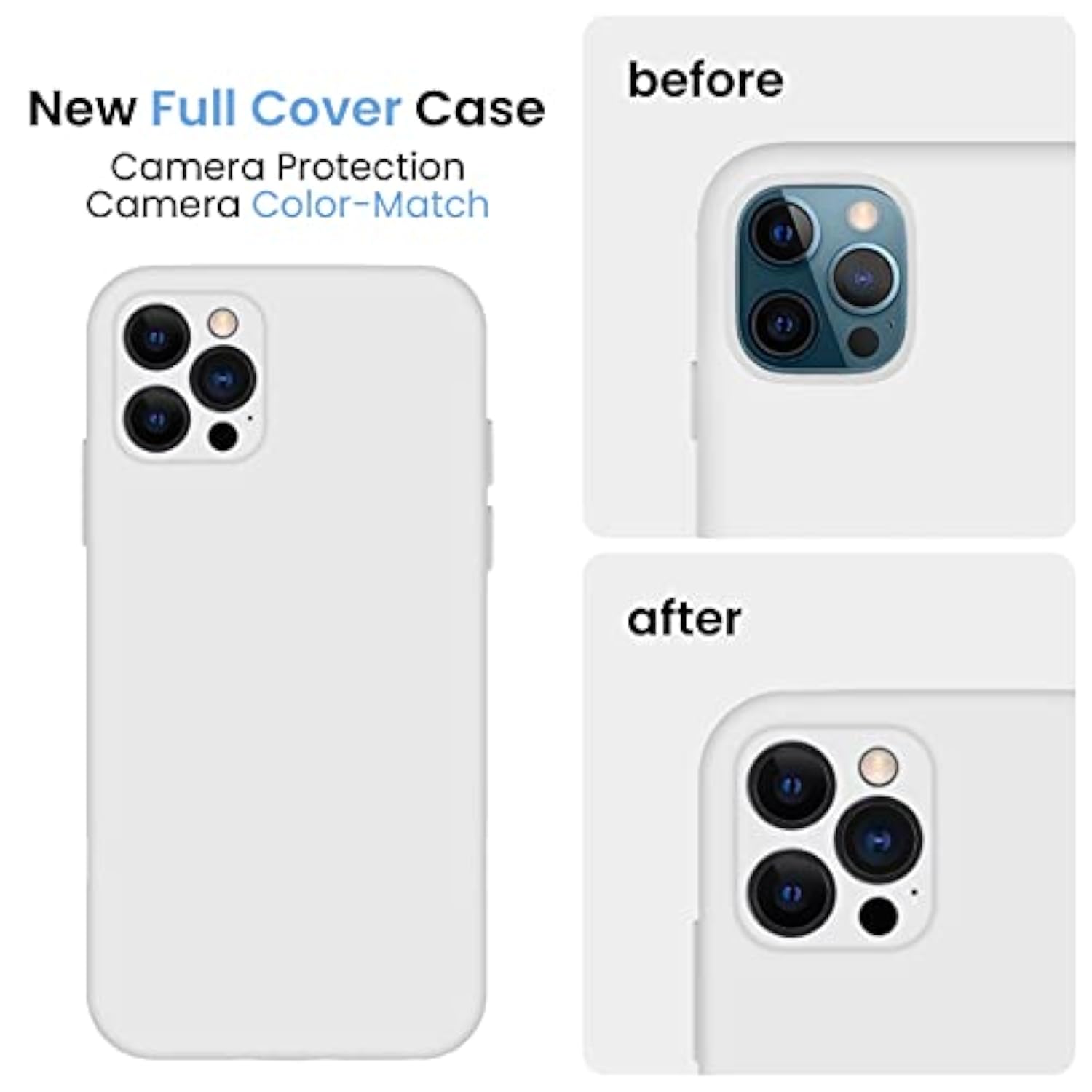 Designed For 12 Pro Max Case, Silicone [Camera Protecion] Phone Case With Soft Anti-Scratch Microfiber Lining, 6.7 Inch, White