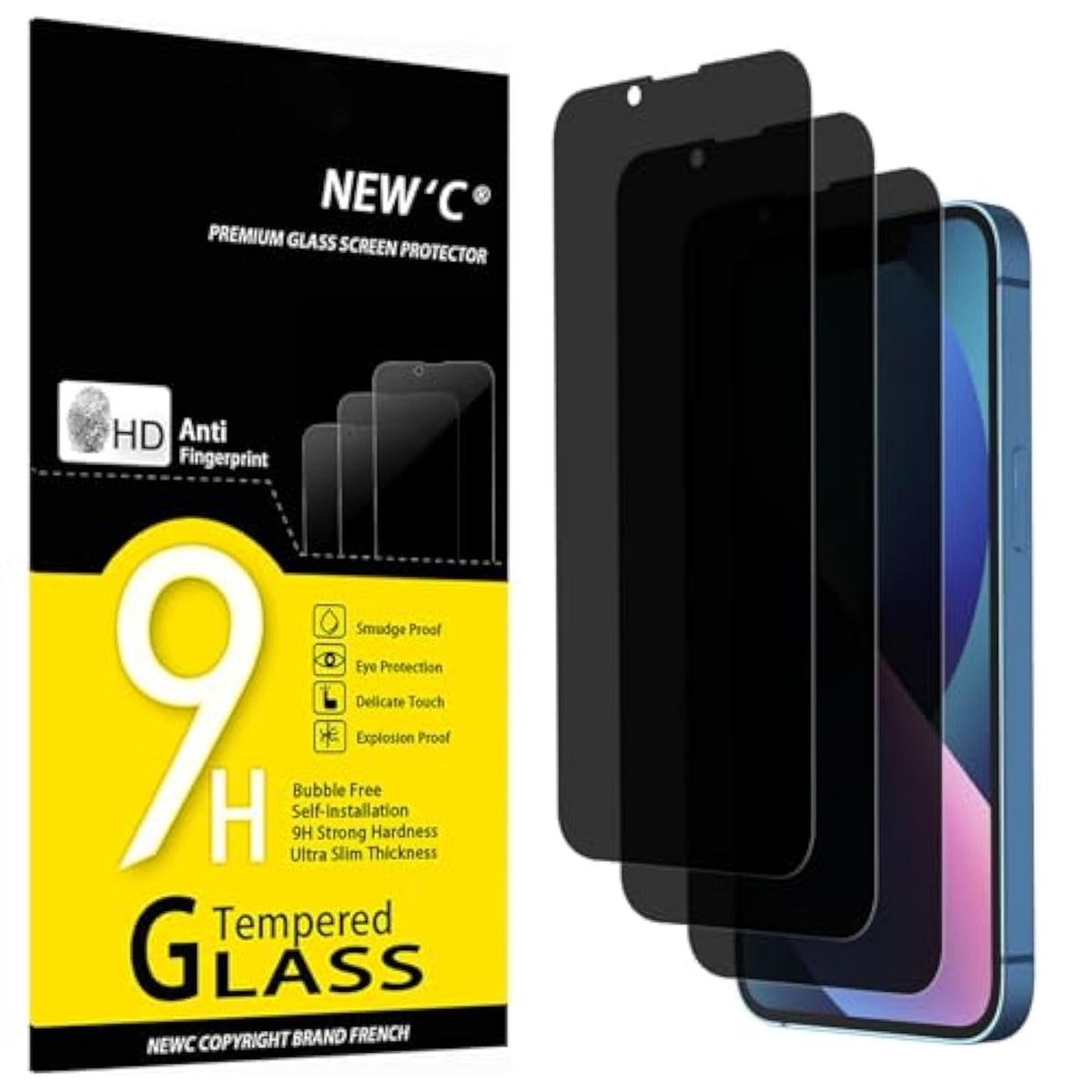 3 Pack Privacy For Iphone 14, Iphone 13/13 Pro Screen Protector (6.1 Inches), Balanced 35-Degree Privacy Angle With Eye Protection, Ultra Durable 9H Hardness, Bubble-Free